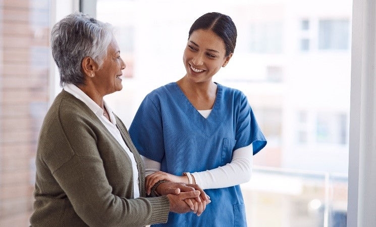 older woman with clinician